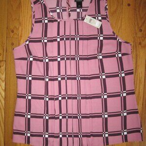 NEW Women's ANN TAYLOR Pleated Front Sleeveless Top Size L